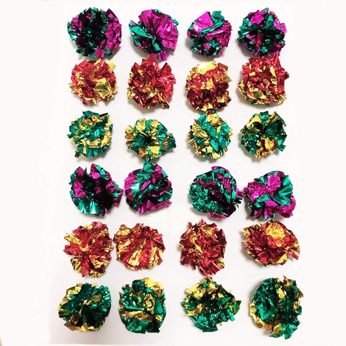 Original Mylar Crinkle Balls Cat Toys - 24 Pack