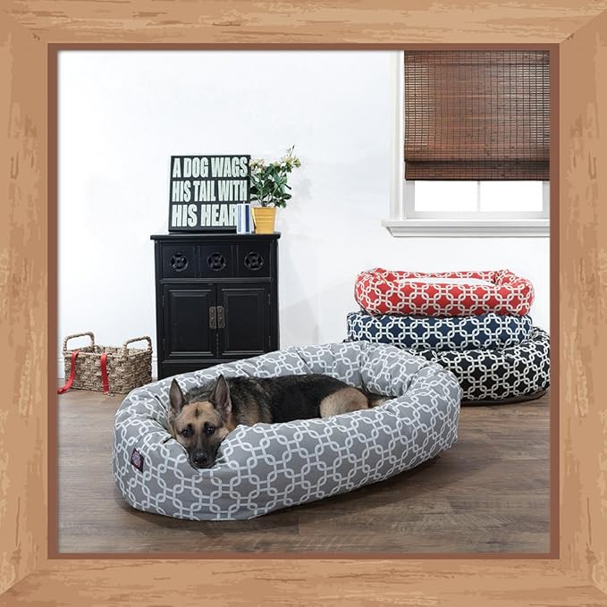 Majestic Pet 24 Inch Links Sherpa Calming Dog Bed Washable – Cozy Soft Round Dog Bed with Spine for Head Support - Fluffy Donut Dog Bed 24x19x7 (inch) – Round Pet Bed Small - CORAL