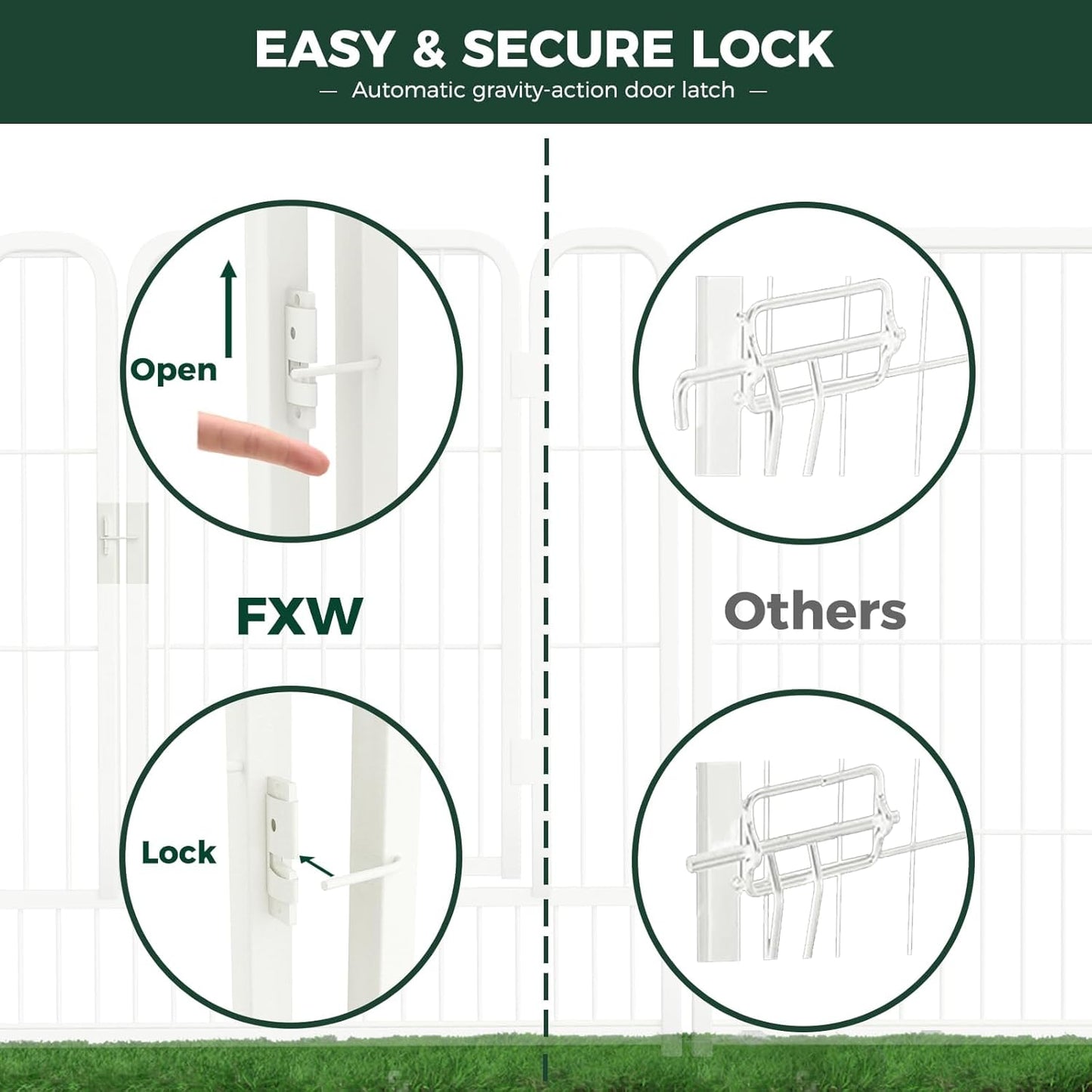 FXW Rollick Unleashed Dog Playpen for Indoor, Yard, RV Camping, 32 inch 8 Panels for Small and Medium Dogs, White│Patented