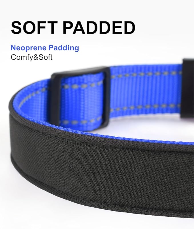 TagME Airtag Dog Collar,Waterproof Reflective Pet Collar with Airtag Holder,Soft Padded and Double D-Rings for Large Dogs,Navy Blue