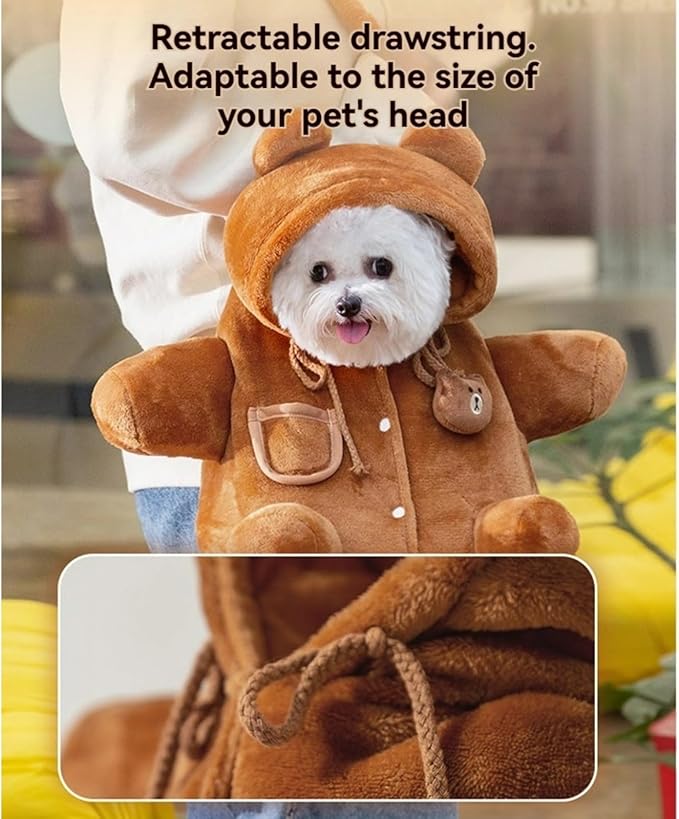 Cat Puppy Costume Winter Warm Outing Backpack Cute Bear Bee Design Anti-Escape Bag for Kitten Cat Small Dog (bee,Large)
