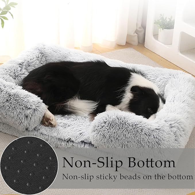 Dog Beds Medium Large Size Dog, Calming Dog Bed with Removable Washable Cover, Waterproof Lining and Nonskid Bottom(Light Brown,L)