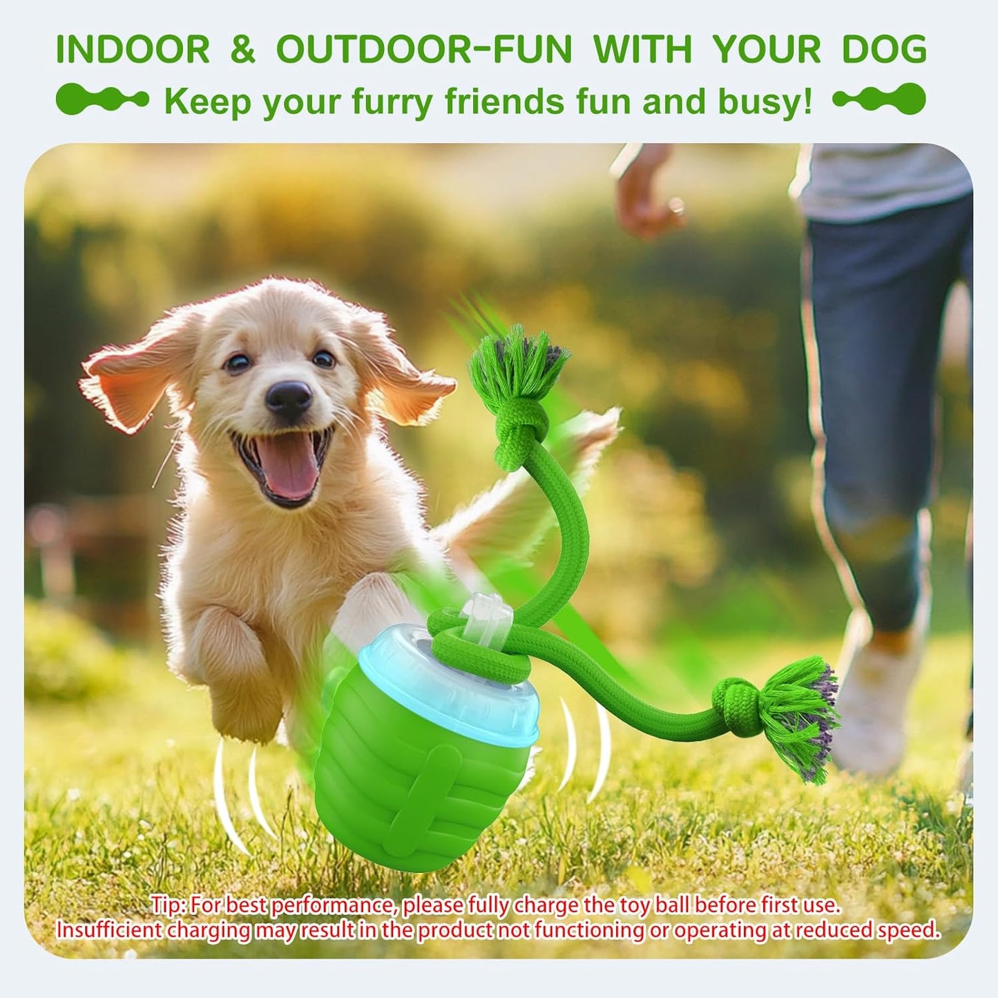 Interactive Dog Toys - [2025 Newly Upgraded] Motion Activated Ball for Small/Medium/Large Dogs, Automatic Moving Dog Toy Wicked Ball for Boredom & Training, Music, USB Rechargeable (Green)