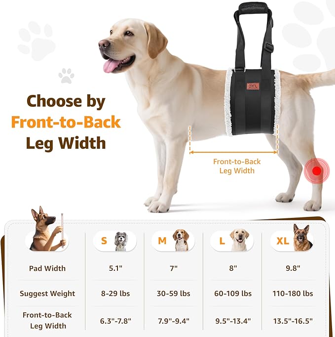 Adjustable Dog Lift Harness, Dog Sling for Large Dogs Hind Leg Support, Soft Lift Support Helps Senior, Injured, Disabled and After ACL Surgery Dogs-Black & Grey (Large)