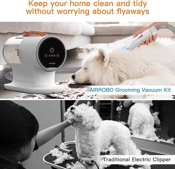AIRROBO Dog Grooming Vacuum, Dog Grooming Kit,12000Pa Strong Pet Vacuum, 2L Large Capacity Vacuum for Shedding Grooming Hair, Quiet,PG100
