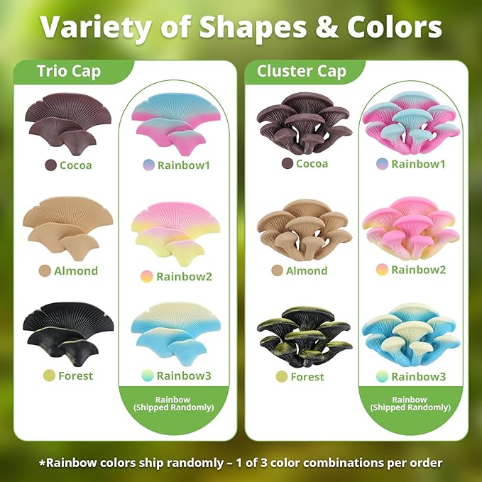 Mushroom Decor for Reptile Tank, Fish Tank, Pet-Safe Bearded Dragon Tank Accessories, Realistic Terrarium Plants for Leopard Geckos, Crested Geckos, Tree Frogs, Snakes (Cocoa, Cluster Cap)