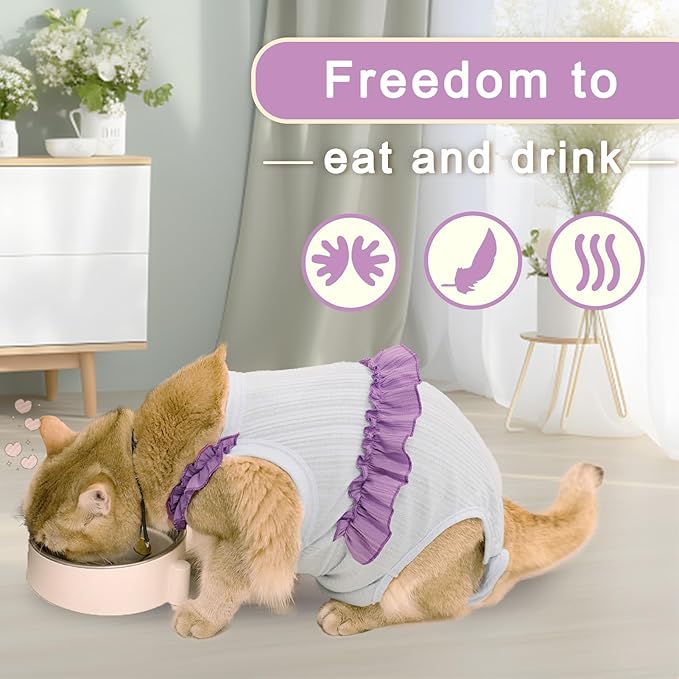 Cat Recovery Suit,Kitten Onesie After Surgery,E-Collar Alternative for Abdominal Wound and Skin Diseases,Soft Breathable Bodysuit After Spay（Yellow-m）