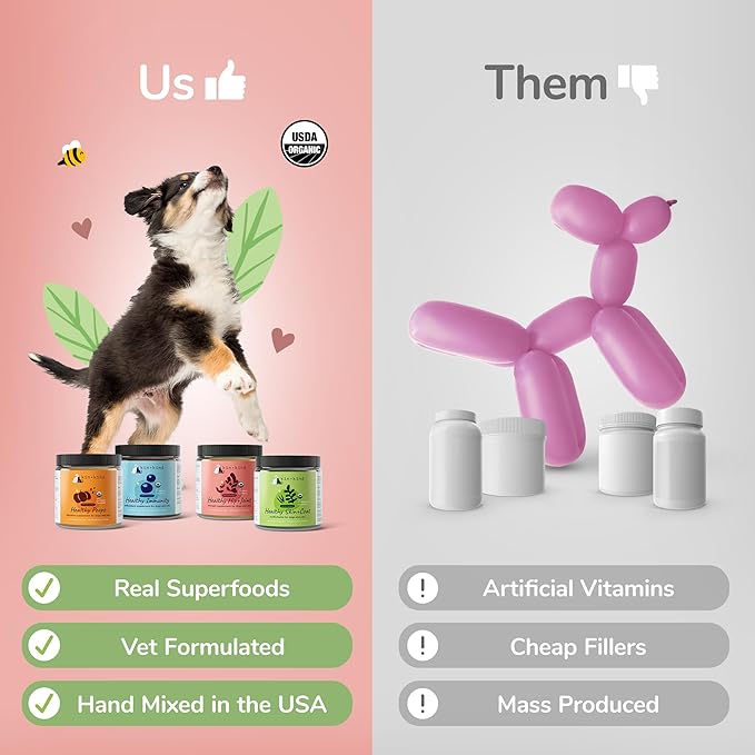 kin+kind Hip+Joint Supplement Dogs & Cats - Vet Formulated Natural Formula with Organic Turmeric, Black Pepper and Coconut- Made in USA - 8 oz (Large)