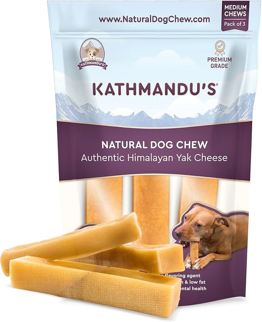 Authentic Himalayan Yak Cheese for Dogs - Medium (Pack of 3) - Sourced from Pristine Himalayan Foothill, Rawhide-Free, NO preservatives