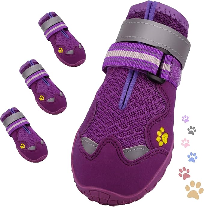 Dog Shoes for Large Medium Small Dog, Mesh Breathable Dog Shoes for Hot Pavement, Anti-Slip Dogs Boots Paw Protectors with Reflective for Outdoor Walking Indoor Hardfloors (Size 8)