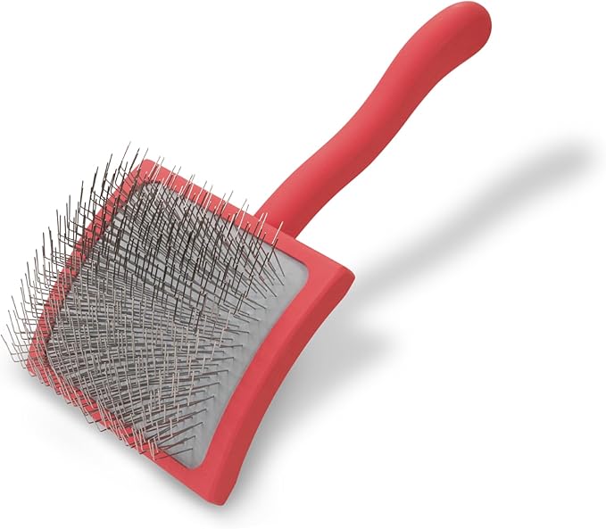 Chris Christensen Big G Dog Slicker Brush for Dogs (Goldendoodles, Labradoodles, Poodles), Groom Like a Professional, Fluff Detangle Style, Saves Time Energy, Coral, Large