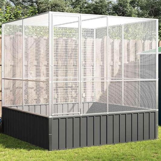 Steel Aviary, Large Bird Cage with Lockable Door, Aviary Spacious and Versatile Cage Ideal for Parakeets, Parrots, Lovebirds, Cockatiels, Pigeons, 83.1"x81.5"x83.5",-273