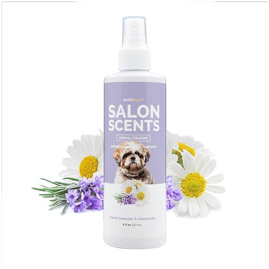 Bark2Basics Salon Scents Pet Grooming Cologne Spray - 8 oz, Natural Professional Perfume for Dogs and Cats, Long Lasting, Deodorizing, Made in The USA (Lavender Chamomile)