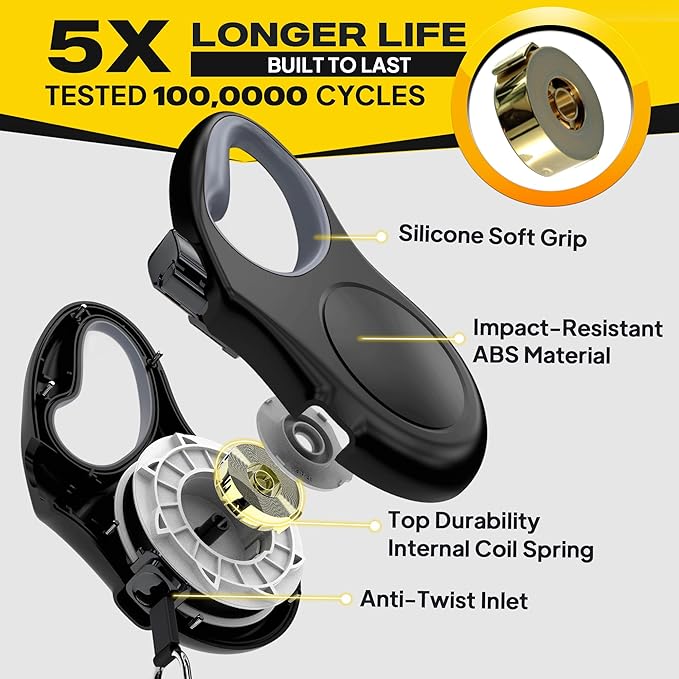 Fida Retractable Dog Leash, 16 ft Dog Walking Leash for Small Dogs up to 26 lbs, 360° Tangle Free, Black