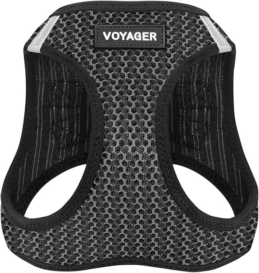Best Pet Supplies Voyager Step-in Air Harness - All Weather Mesh, Reflective, No Pull Harness for Dogs, Cats - Secure with Hook & Loop Fastener, Buckle, Double D-Rings - Gray 2-Tone, S