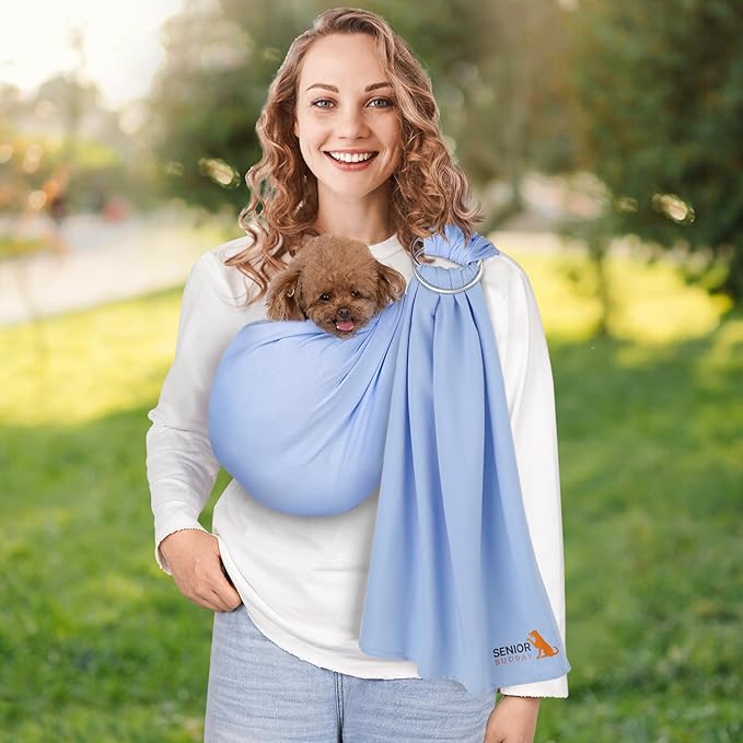 Dog Sling Carrier for Small Dogs,Carrying Wrap Anti-Anxiety Cat Sling,Adjustable Pet Sling (Light Blue) (Light Blue)
