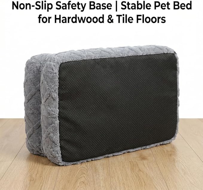 Plush Calming Pet Sofa Bed, Raised Rim, Removable Cover & Non-Slip Bottom for Cats & Dogs, Calming Dog Bed Fluffy Plush Dog Mat for Furniture Protector with Removable Washable Cover (Black, Medium)