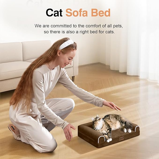 Small Dog Bed Orthopedic Washable: Beds Bolster Small Sized Dogs Cats Bed Egg Crate Foam Couch Sofa Waterproof with Removable Cover - Dark Coffee