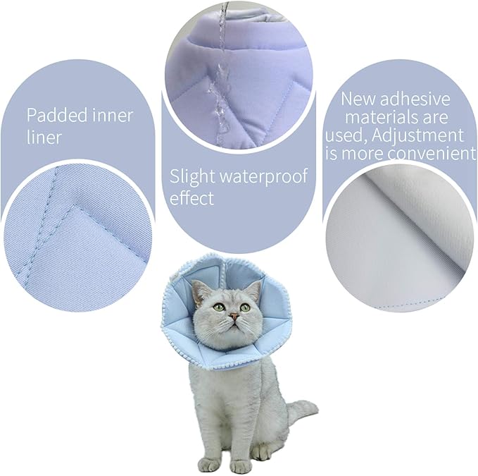 Soft Cat Recovery Collar,Adjustable Dog Cat Cone,Dog Protective Cone Collar After Surgery,for Cats and Small Dogs,Medium,Blue