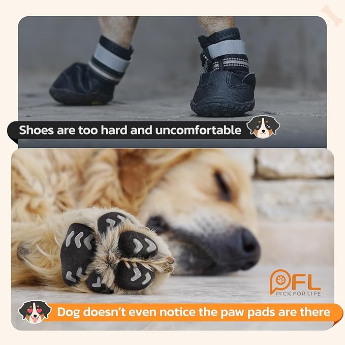 Anti Slip Dog Paw Protector Pads for Senior Dogs, Paw Pads for Dogs Traction, Disposable Self Adhesive Paw Grips for Old Dog on Slippery Hardwood Floor, Black 12 Sets (48pcs) XL(41-60lbs)