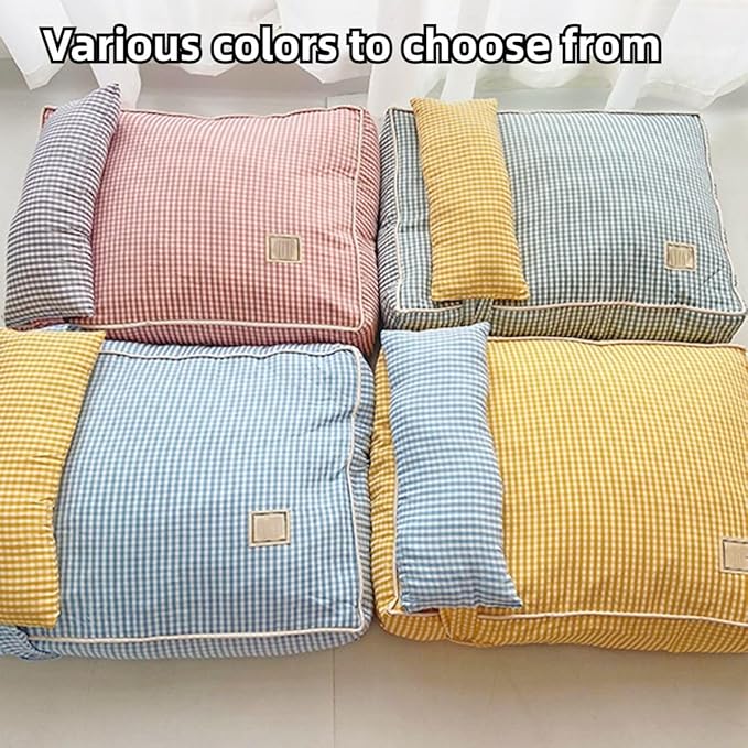 Dog Bed for Small Dogs, Dog Mattress with Pillow for Crate Kennel, Sofa Dog Bed, Super Soft Pet Bed for Medium, Small Dogs Breeds,Pet Bed Puppy Bed,Beds & Furniture (Yellow,Small)