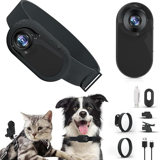 ASHATA HD 1080P Cat Collar Camera, Pet DV Camera 170 Degree Wide Angle Lens, Dog Collar Camera Sport Action Camera for Cats Dogs Outdoor Inoor Puppy Supplies Birthday, ASHATA9eazqg3rc4