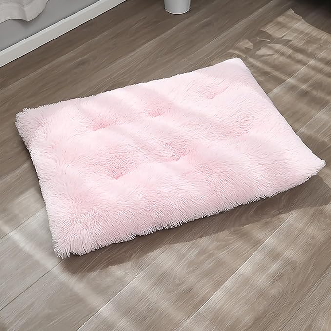 Dog Crate Mat, Dog Bed for Large Dogs, Comfy Fluffy Kennel Pad Anti-Slip for Dog beds & Furniture, Quilted Dog Bed for Pets for Medium/Small Dogs Cats (Color : Pink, Size : 25x18)