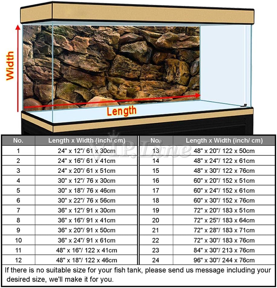 Rock Wall Aquarium Background Poster PVC Fish Tank Decor Landscape 24 36 48 72 (24" x 12"/ 61 x 30cm)