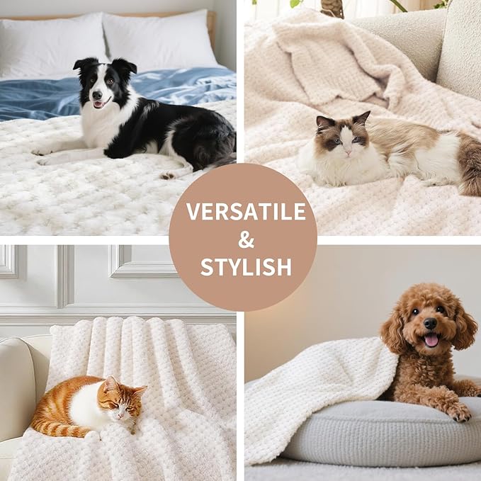 Pet Blanket Warm Soft Dog Blankets Washable Cat Throw Blankets Sofa Bed Couch Furniture Protector Cover for Small Medium Large Dogs Cats, Khaki, 20" x 28"