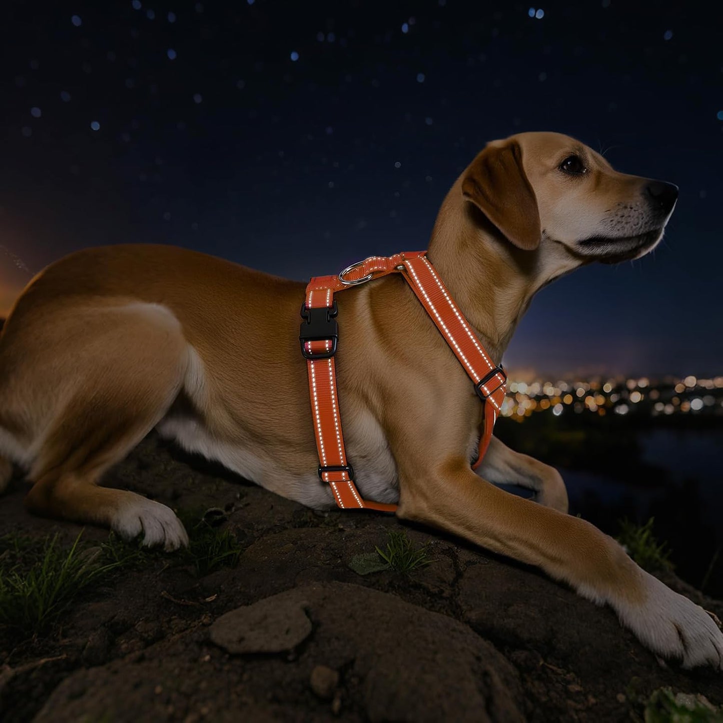 Dog Seat Belt Harness for Car, Dog Car Harness Adjustable Mesh Breathable & Dogs Seatbelt Safety Tether with Elastic Bungee for Small Medium Large Pets(Orange, M)