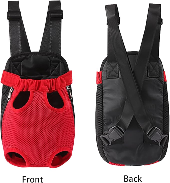 Dog Carrier Backpack, Adjustable Puppy Front Carrier Backpack, Ventilated Dog Chest Carrier for Hiking Camping Travel, Sling Bag for Small Medium Dog Cat Rabbit Puppies, Suit 9-13 lbs (Red, L)