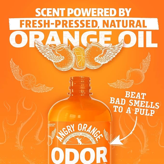 ANGRY ORANGE Pet Odor Eliminator for Dog and Cat Urine, Carpet Stains, and Strong Smells – Citrus Cleaner with Natural Orange Oil – 24 oz - Value 2 Pack