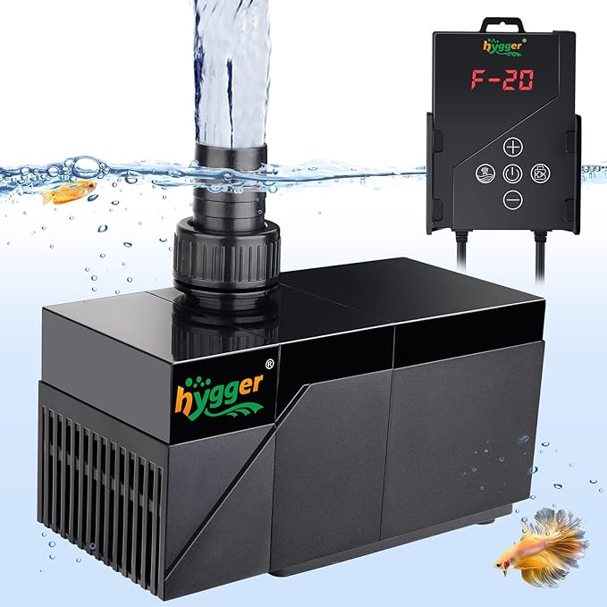 hygger 1850GPH Aquarium Water Pump with Intelligent Controller，DC 24V Ultra Quiet Powerhead, Powerful Return Pump for Fish Tanks, Aquariums, Ponds, Fountains, Sump, Hydroponics(55W, 14.8ft)