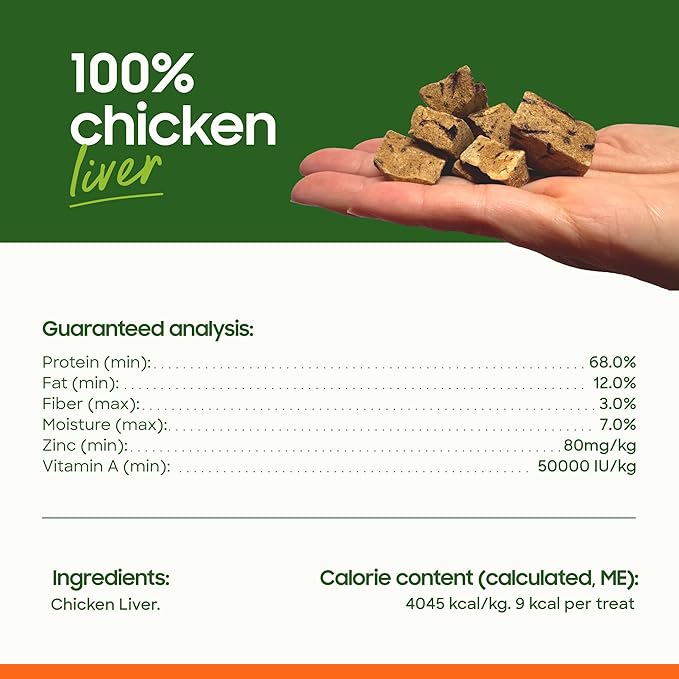 smallbatch Freeze Dried Dog Treats, Chicken Liver Treats for Dogs & Cats, High Protein, Single Ingredient Dog Treat for Training or Food Topper, Natural, Humanely Sourced Meat, Made in the USA, 3.5 oz