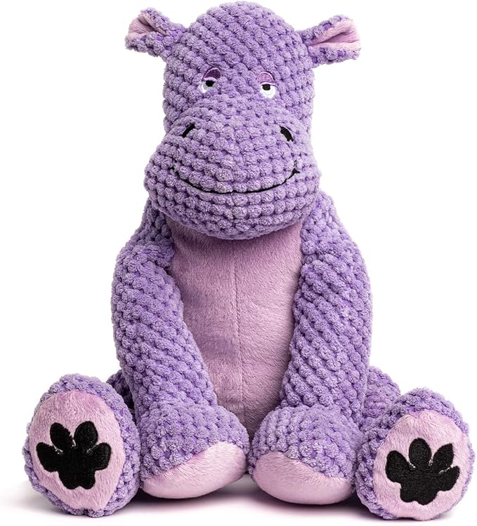 fabdog Floppies Plush Dog Toy - Cute & Durable Squeaky Dog Toys - Best Squeak Toy for Puppies and All Breeds | Ideal Pet Gift| Large Hippo