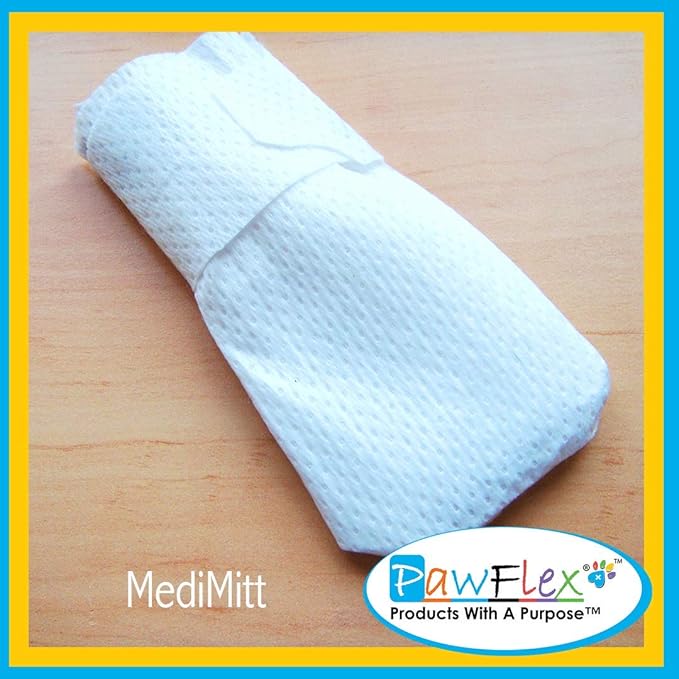 Medimitt Paw Bandages for Dogs, Cats and Pets – Stretchy Medical Booties, First Aid for Paws – Non Slip, Non Adhesive, Breathable, Disposable, Washable, Adjustable Strap, Value Pack (X-Small 12-Pack)
