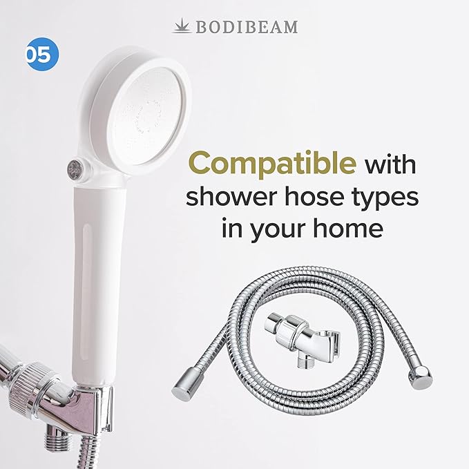 Filtered Handheld Shower Head with Vitamin C & Sediment Filter, High Pressure Water Flow, Water Saving, Reduces Chlorine for Dry Skin & Hair, On/Off Switch, Made in Korea, Spa-Like Shower- Pure White