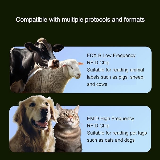 PUSOKEI Pet Microchip Scanner, Rechargeable EMID FDX B Chip Reader, 134.2kHz 125kHz Pet Chip ID Scanner with 500 Storage Capacity and 1.44in TFT Screen, for Animal