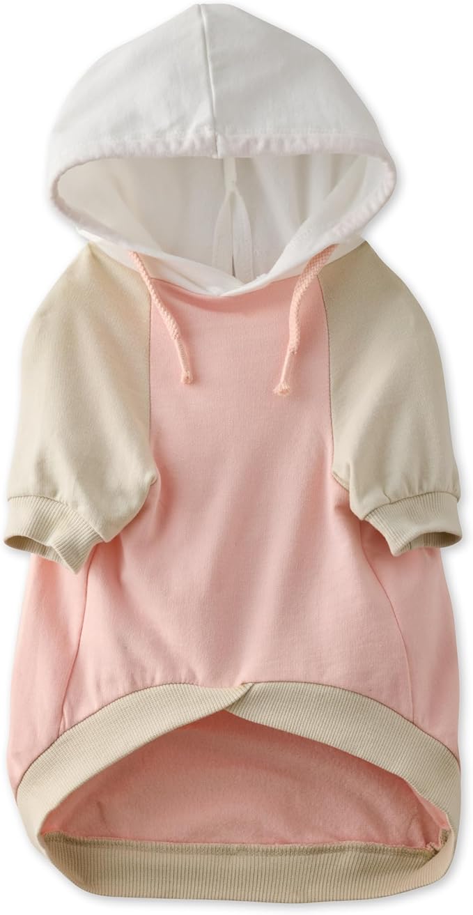 Rocky – The Orginal Lightweight Hooded TEE 100% Organic Cotton Dog Hoodie Pet Coat Sweater for Small, Medium, Large Dogs, Pink Color Block, Small