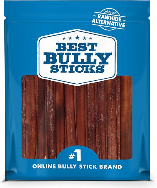 Best Bully Sticks 12 Inch Bully Sticks for Dogs - 25 Count (Pack of 1) - Natural, Easily Digestible, 100% Grass-Fed, Grain and Rawhide Free