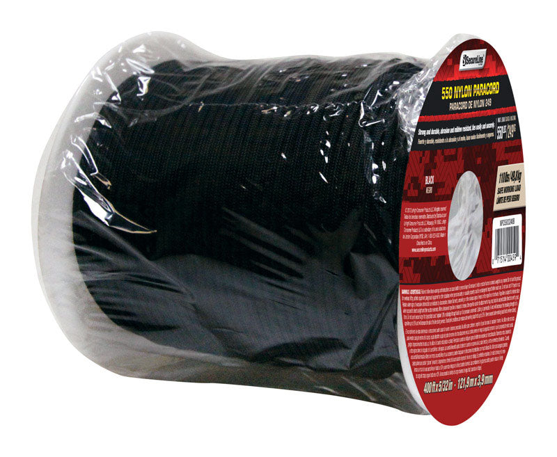 Koch Industries 5/32 in. D X 400 ft. L Black Braided Nylon Paracord 5540044