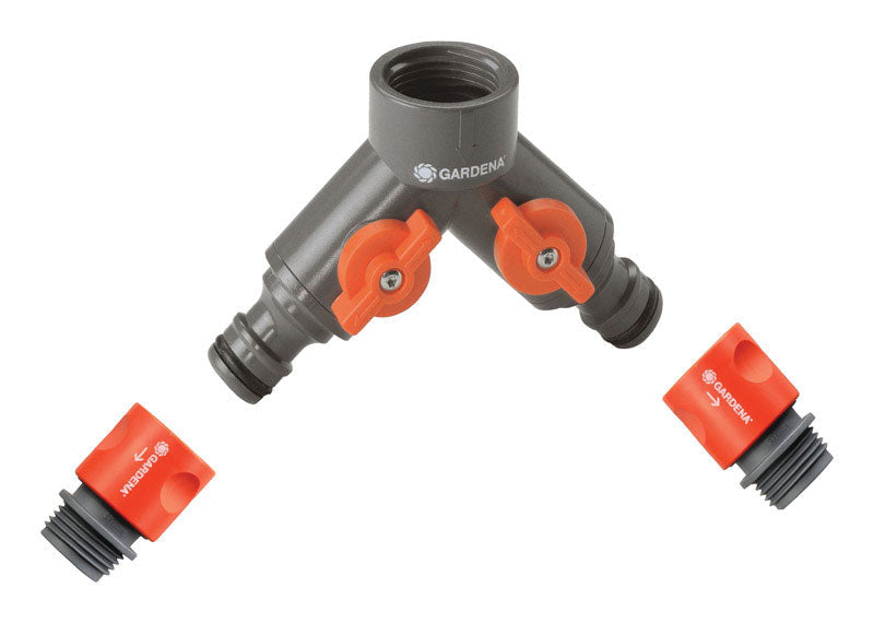 Gardena 5/8 & 1/2 in. Nylon/ABS Threaded Female/Quick Connect 2-Way Shut-off Valve 00938-80.000.00