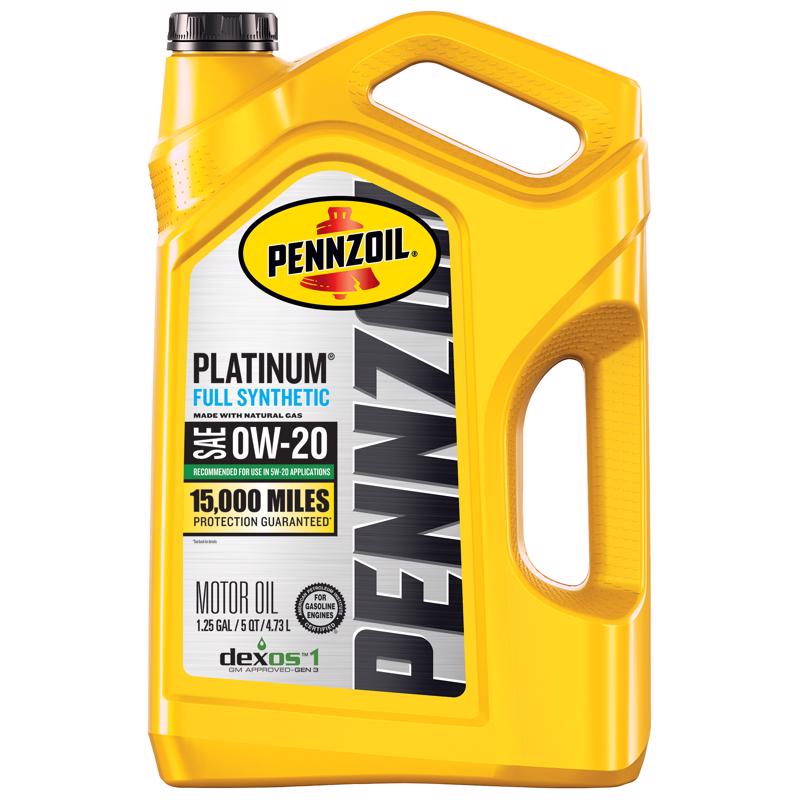 Pennzoil Platinum 0W-20 Gasoline Synthetic Motor Oil 5 qt 550046127 1 pk, Pack of 3