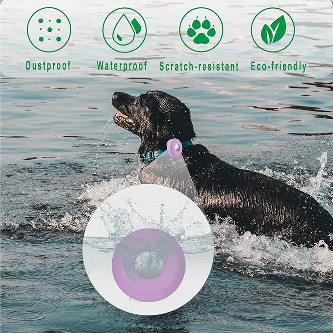 Airtag Holder for Dog Collar, Cibaabo Silicone Air Tag Case Cover Compatible with Apple Airtags for 0.8-1.2inch Cat Pet Collar Harness Loop