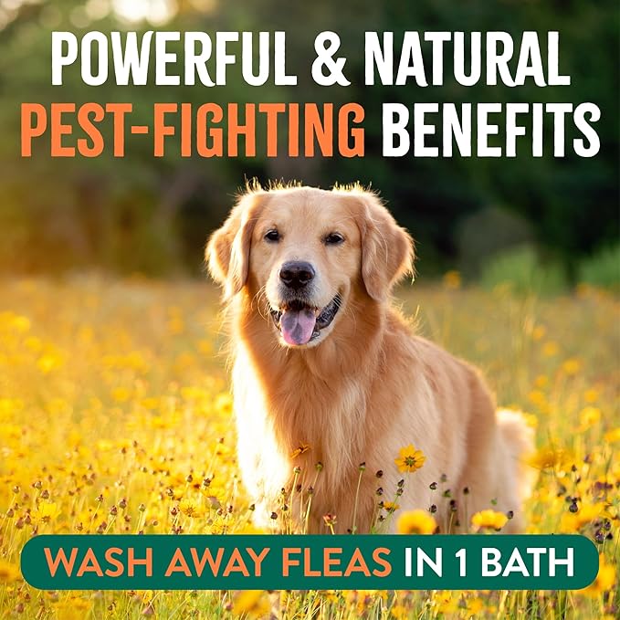 TropiClean Max Strength Flea and Tick Shampoo Treatment for Dogs, Powerful & Natural Defense, Prevention for Large & Small Dogs, Made in USA, 20oz