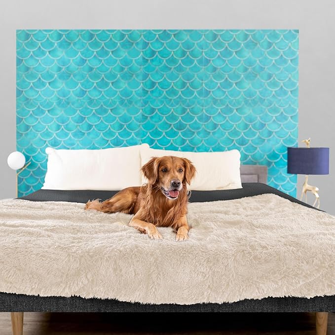 PawProof Fuzzy Pet Throw Blanket - Waterproof Blanket for Dogs & Cats - Faux Fur & Ultra-Soft Microsuede - Beige S Size (28"x38")