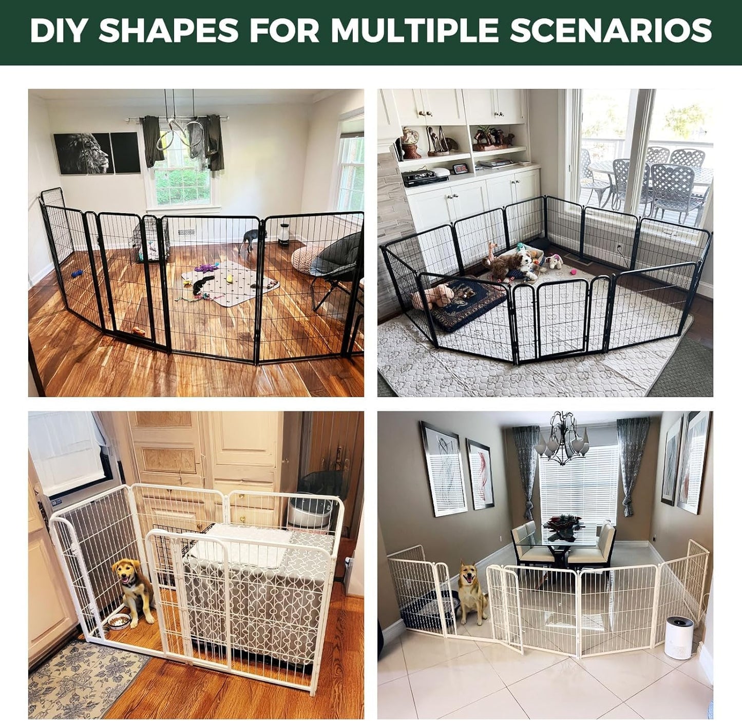 FXW Homeplus Unleashed Indoor Dog Playpen - Stress-Free and Safe Play, Heavy Duty 24 Inch 18 Wire Panels Dog Pen for Puppy and Small Dogs, Black│Patented