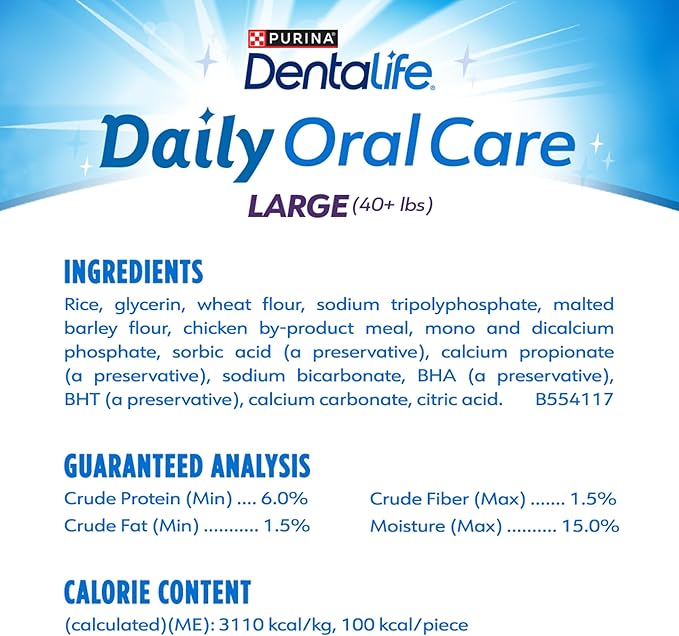 Purina DentaLife Made in USA Facilities Large Dog Dental Chews, Daily - 18 ct. Pouch