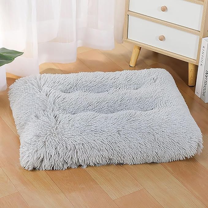 Dog Crate Mat, Dog Bed for Large Dogs, Comfy Fluffy Kennel Pad Anti-Slip for Dog beds & Furniture, Quilted Dog Bed for Pets for Medium/Small Dogs Cats (Color : Gray 2, Size : 43x29)