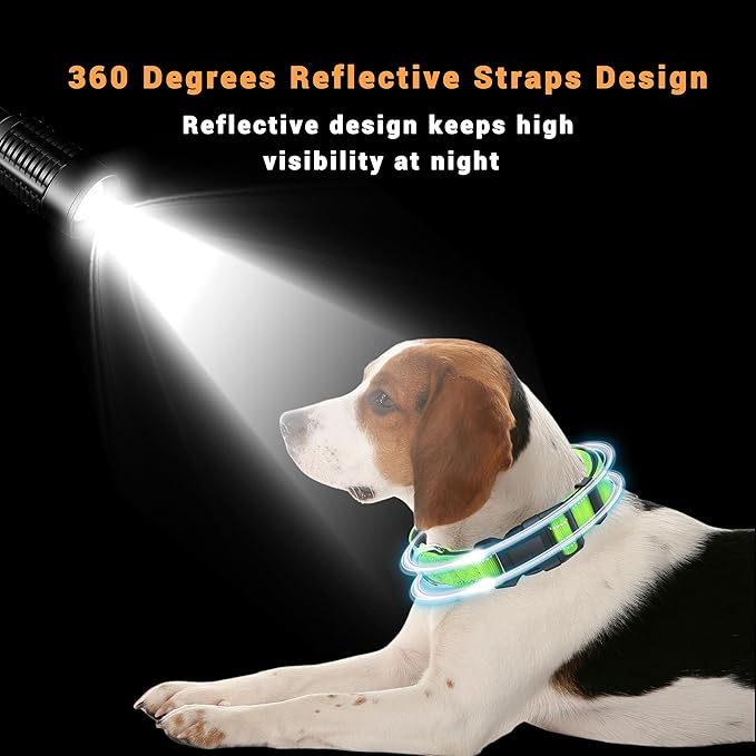 2 Pack Reflective Dog Collar with Safety Locking Buckle, Adjustable Soft Breathable Comfortable Nylon Pet Collar for Small, Medium and Large Dogs, Green, M